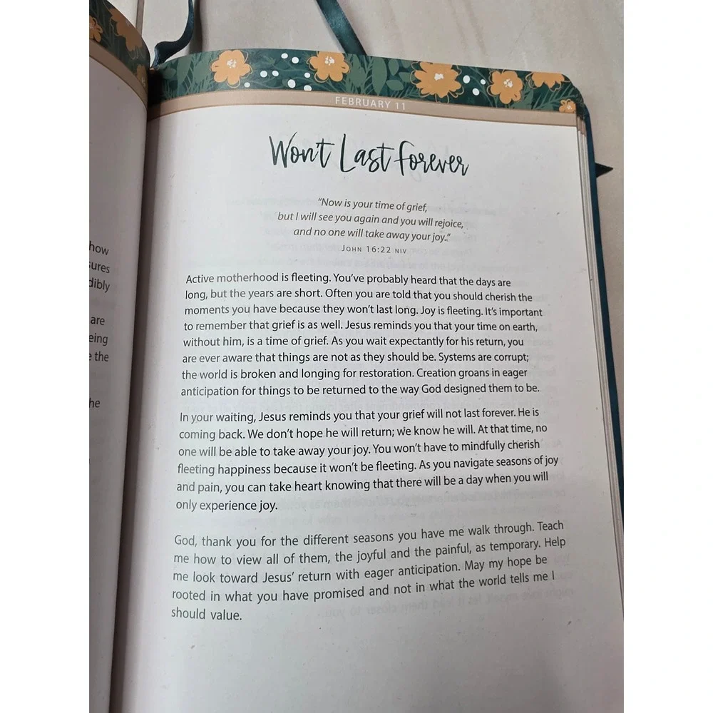 Daily Strength for Mothers 365-Day Devotional Teal Faux Leather Floral Book‎